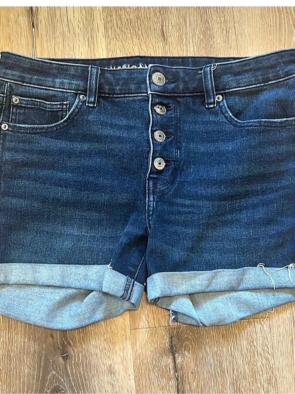American Eagle The Dream Short Denim Cuffed Jean Shorts Blue Size 12